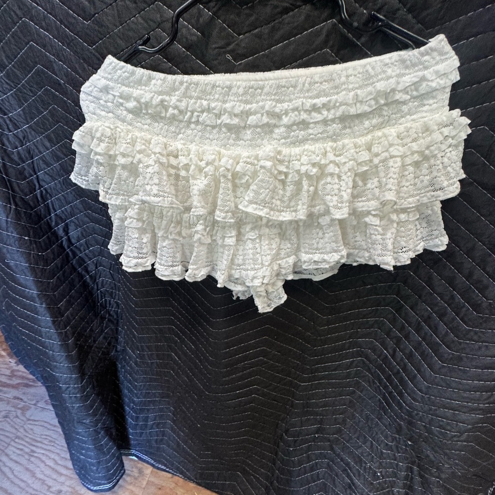 White Lace Ruffle Women's Shorts